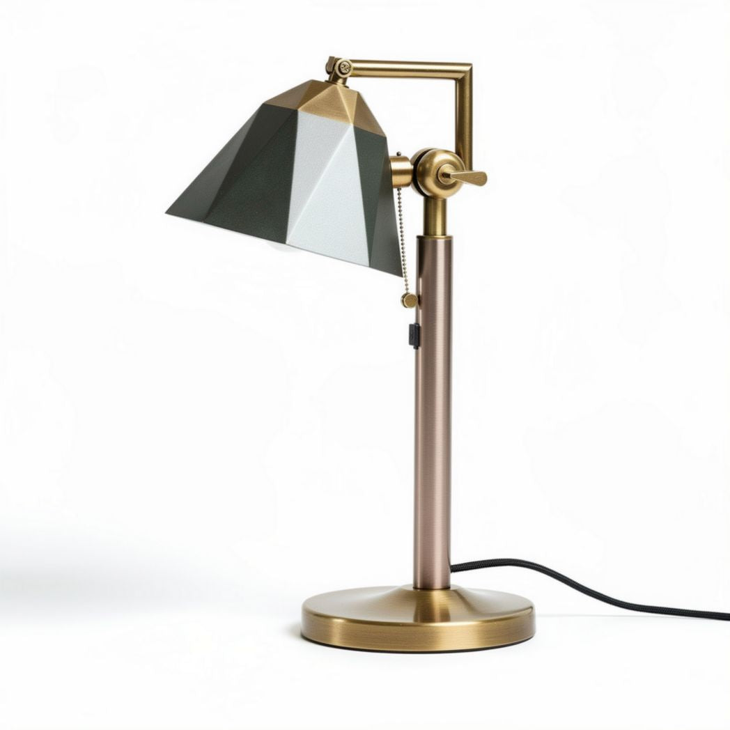 lamp met geometrische kap in bronskleurig metaal 30 x 15 x 45cm
