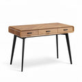 Houten bureau met drie lades en zwarte metalen poten 120 x 60 x 75cm