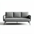 Huiselijke bank van stof in antraciet met metalen onderstel 200 x 85 x 75cm
