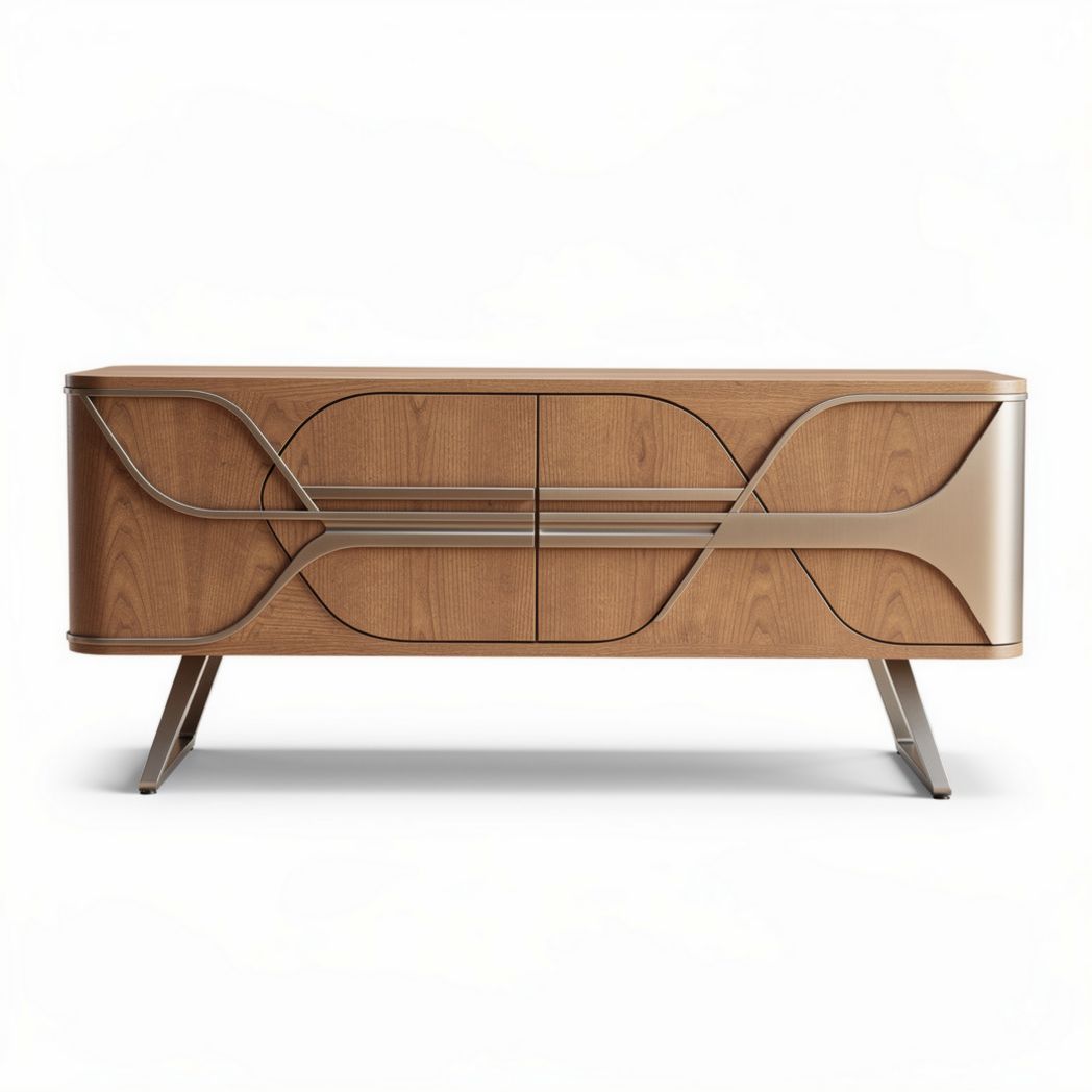 Houten dressoir met metalen accents en afmetingen van 120 x 40 x 60 cm