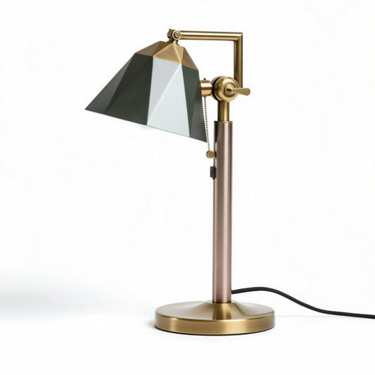 lamp met geometrische kap in bronskleurig metaal 30 x 15 x 45cm
