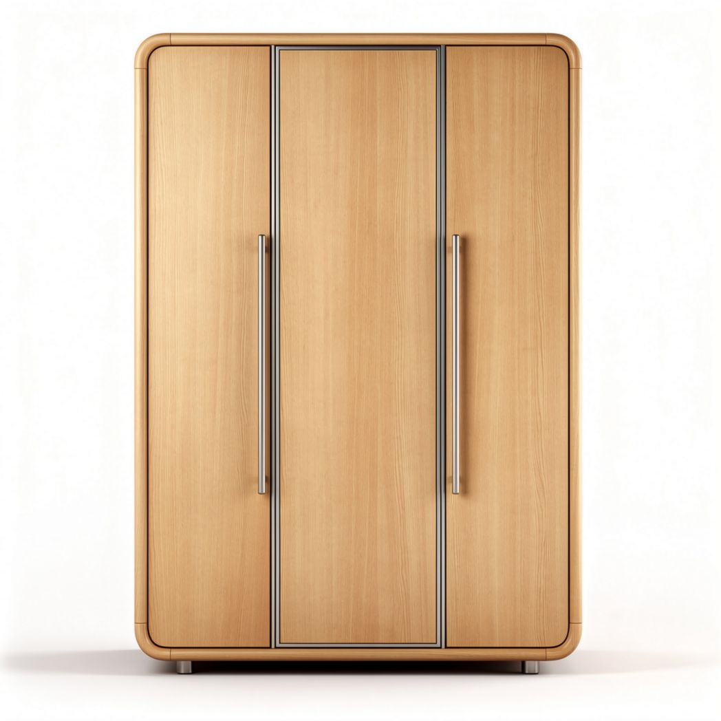 Kast van hout met drie deuren en zilverkleurige handgrepen 100 x 60 x 180cm
