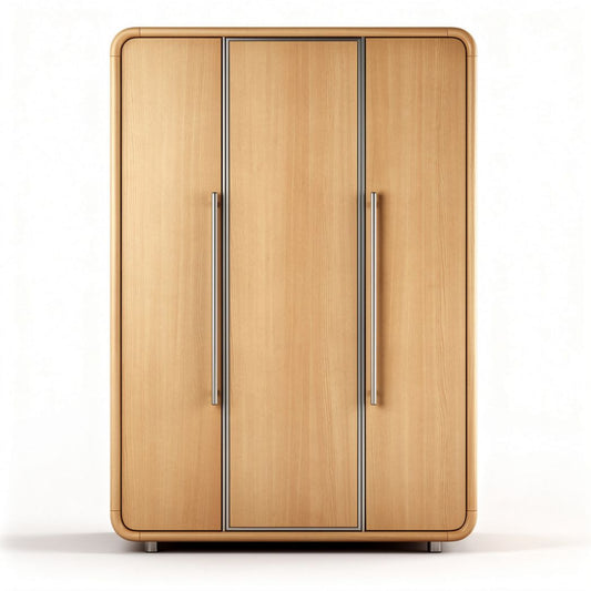 Kast van hout met drie deuren en zilverkleurige handgrepen 100 x 60 x 180cm