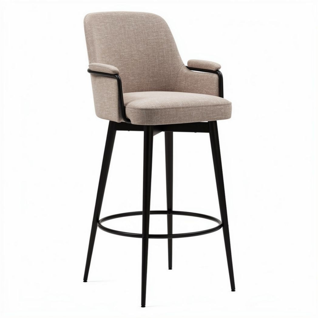 Barstoel met stof bekleding en zwart metalen frame 45 x 50 x 115cm