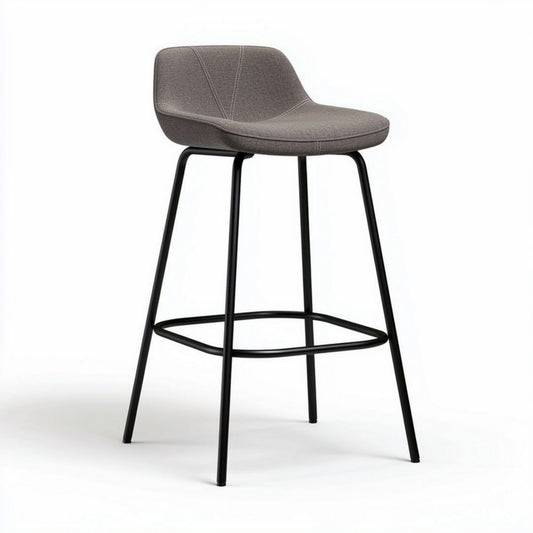 Hoge barkruk van stof met metalen onderstel in grijs 40 x 40 x 100cm