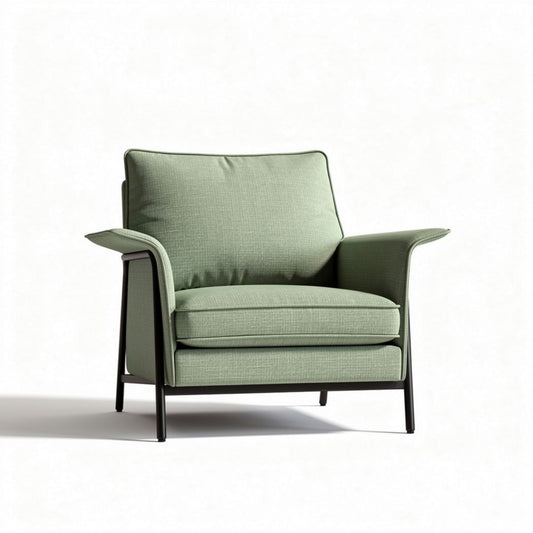 Groene stoffen fauteuil met zwart metalen frame 80 x 80 x 85cm