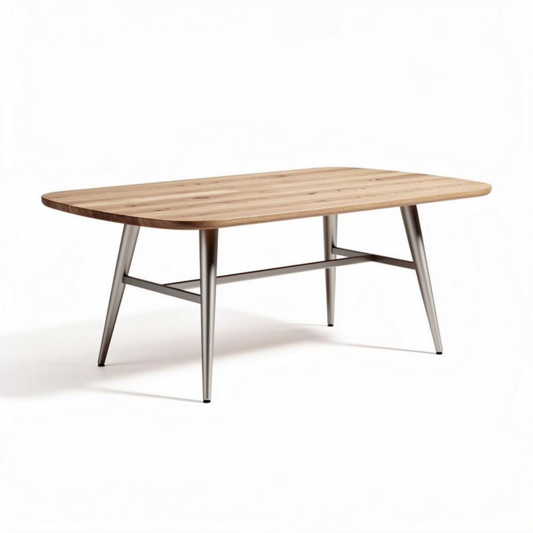 Eettafel van hout met metalen poten 180 x 90 x 75cm naturel kleur